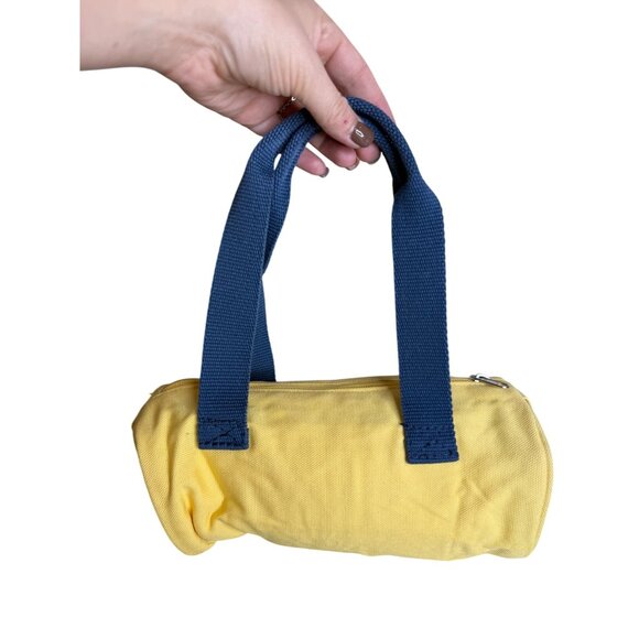 Y2K Mini Yellow Canvas Duffle Shoulder Bag 10" - Picture 4 of 7
